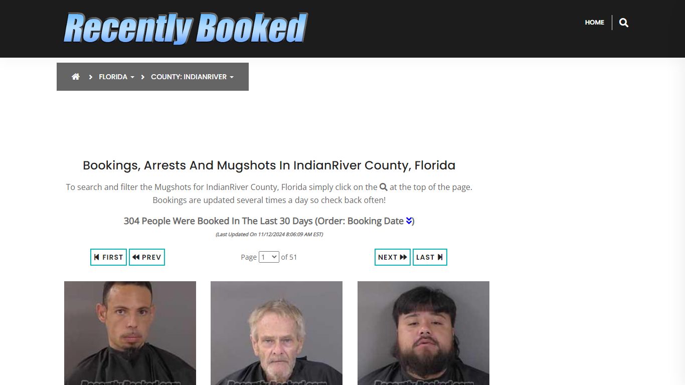 Bookings, Arrests and Mugshots in IndianRiver County, Florida